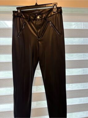 Guess Black Faux Leather Skinny Pants with Angled Zip Pockets